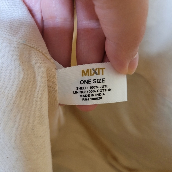 MixIt Multicolor Jute & Cotton Large Tote Bag Blue and Cream Tote Bag - Picture 11 of 15